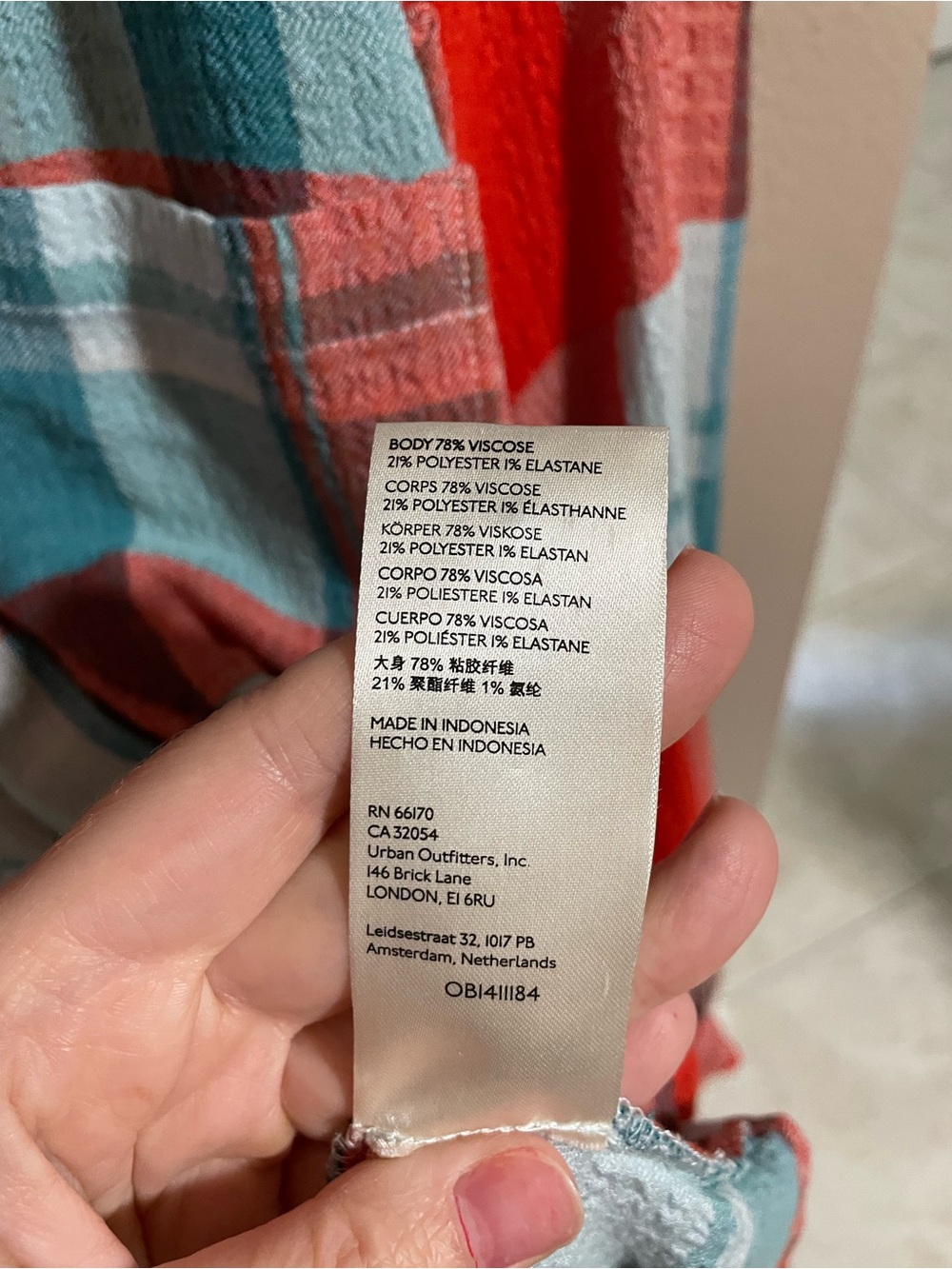 Pilcro Red Orange & Teal Plaid Button-Up Shirt - Picture 4 of 5